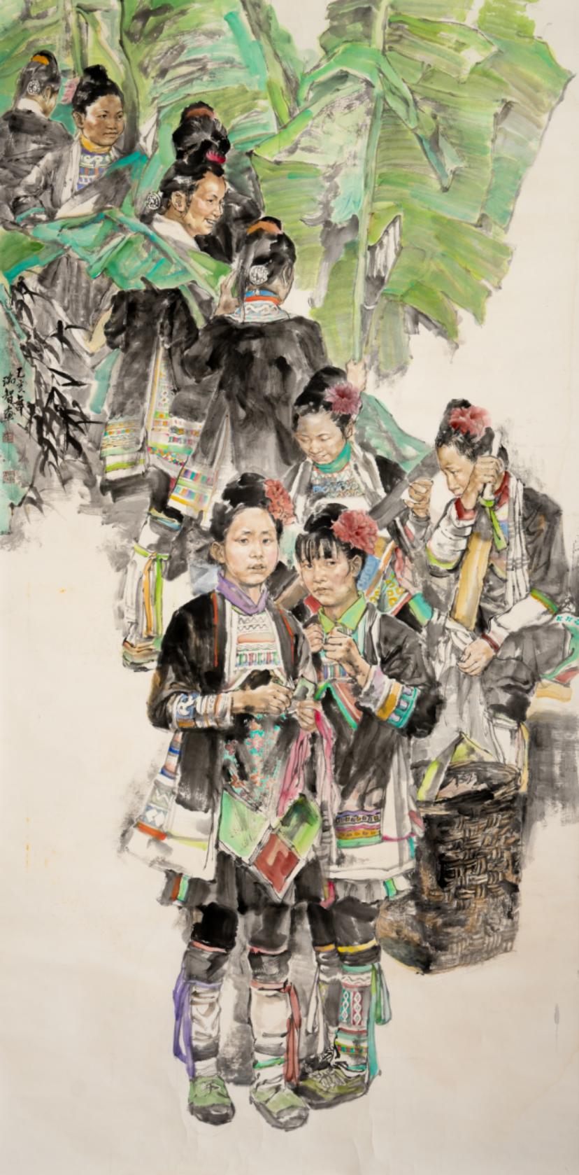 孟瑞智《岜沙之春》中国画 120x240cm 2019