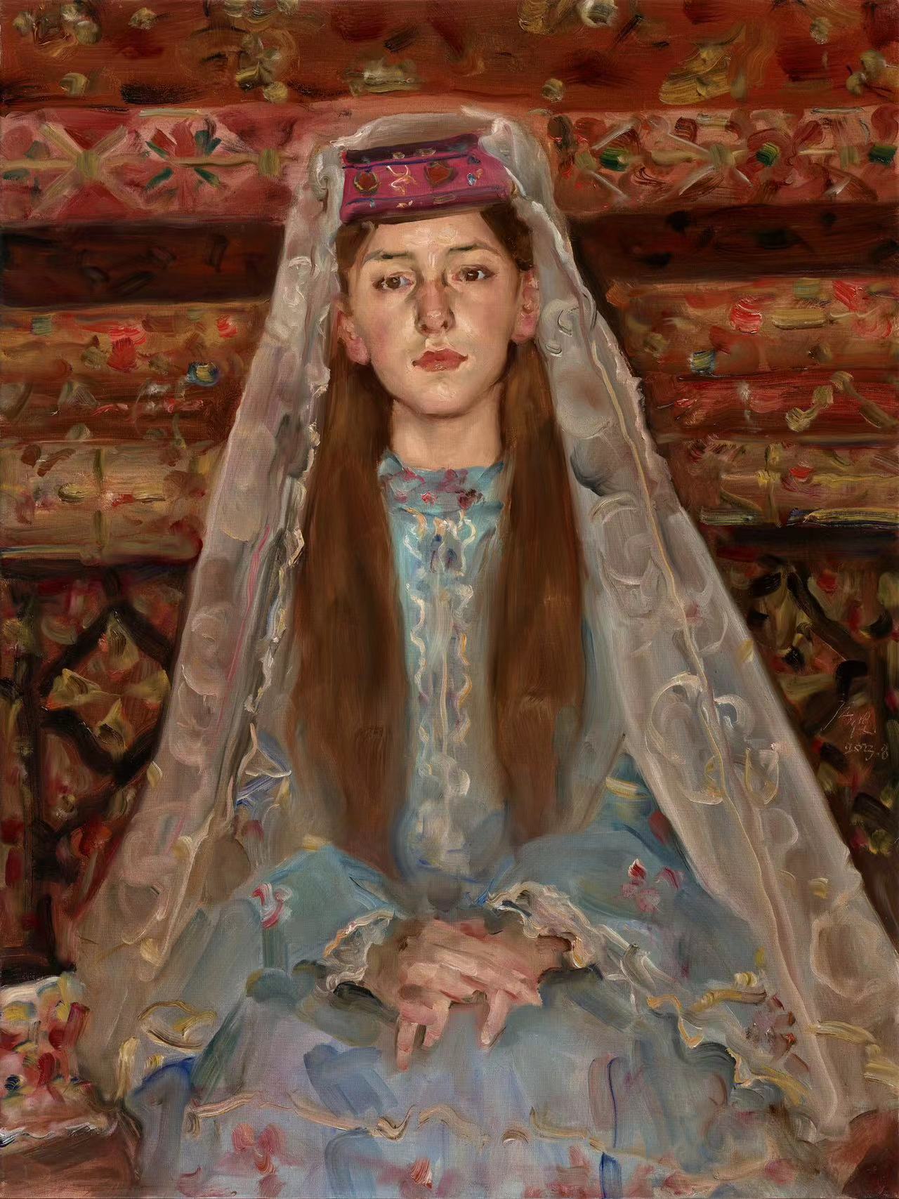 庞茂琨 《新疆姑娘No．4 》布面油画80×60㎝ 2023