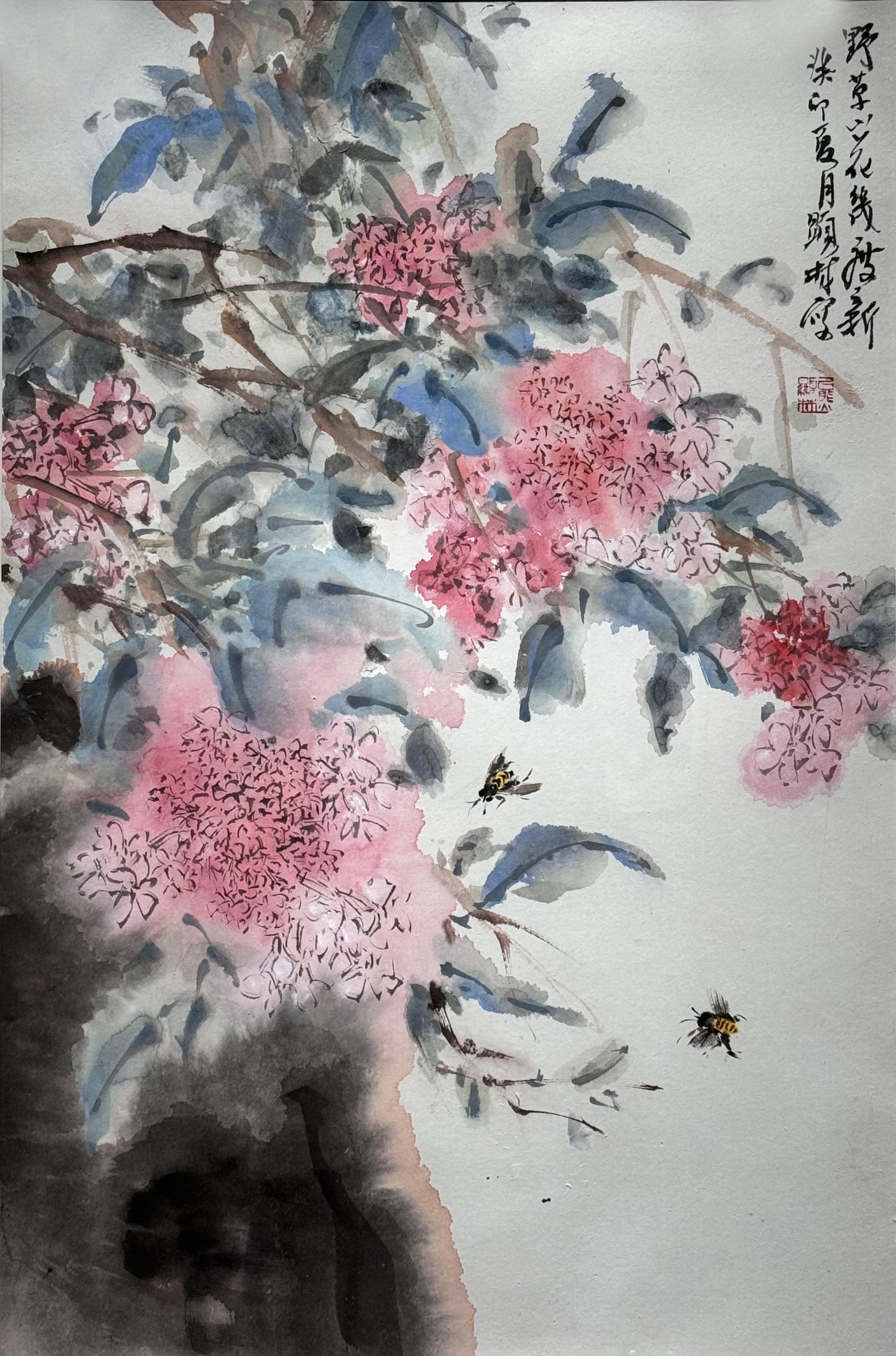 4 熊显林 野草鲜花几度新 68x46cm 纸本设色 2023年