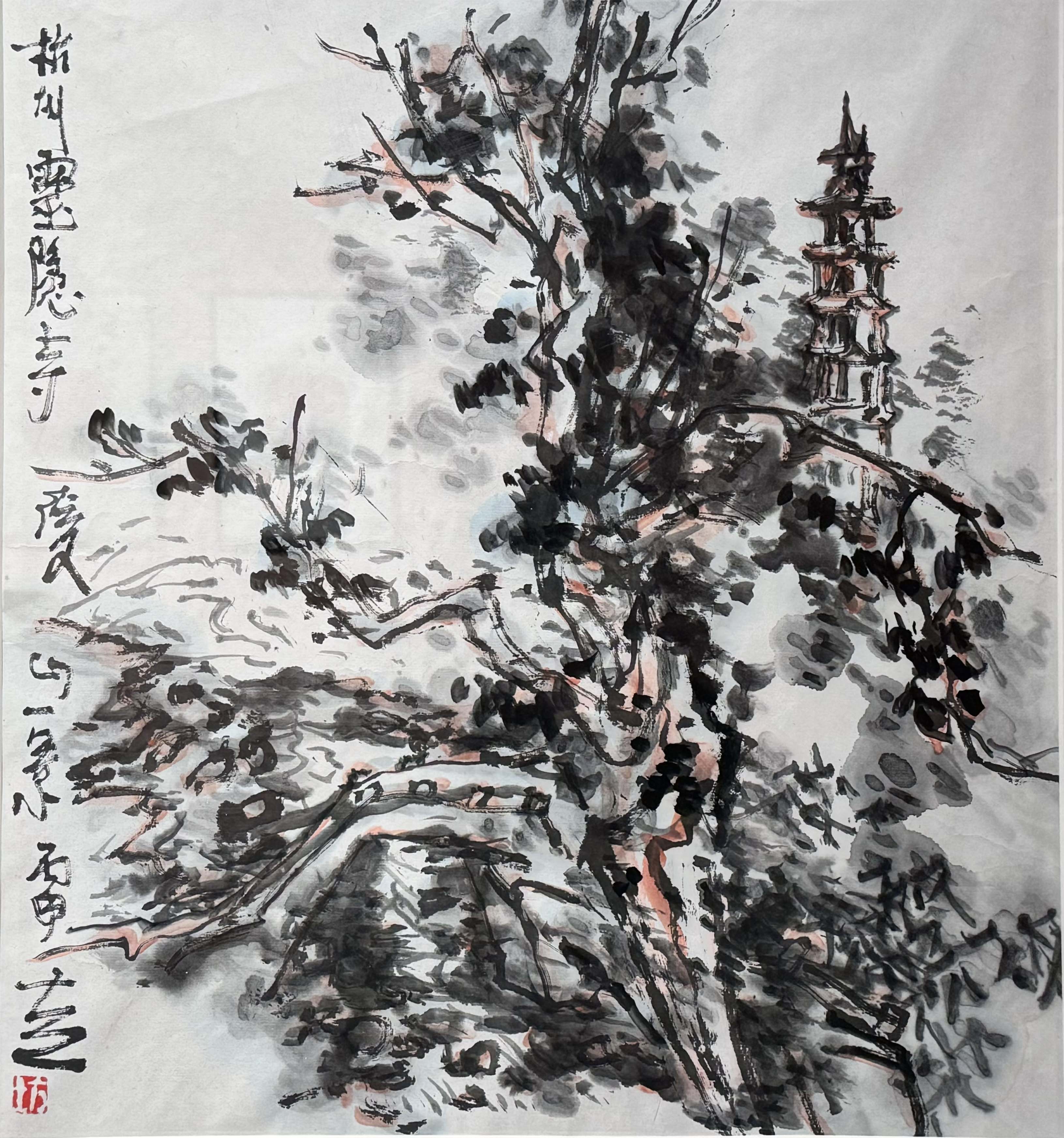 4 方土 杭州灵隐寺 33x33cm  纸本设色  2016年