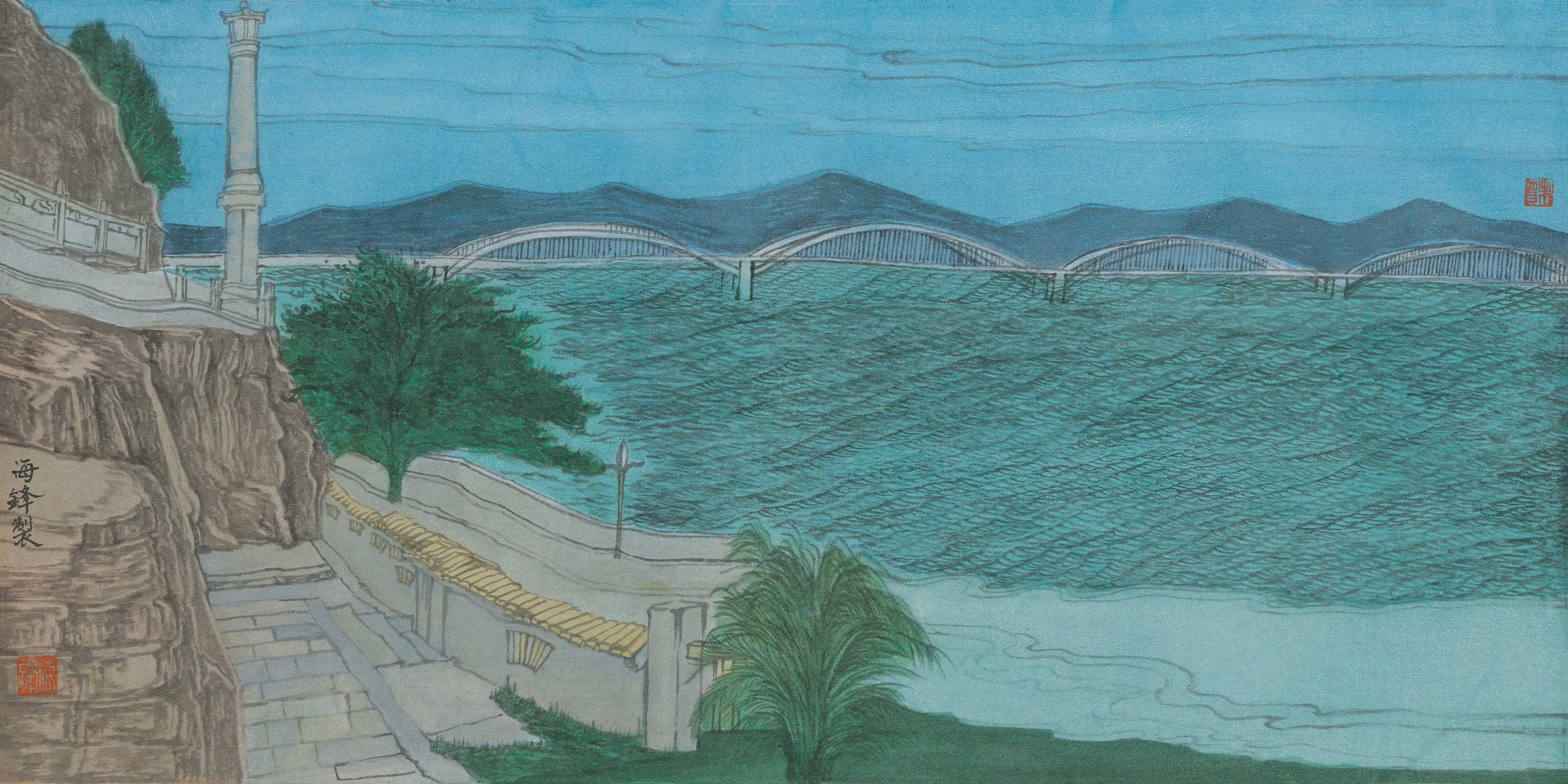 12 贺海锋 潮汕写生之二 40x80cm 绢本设色 2023年