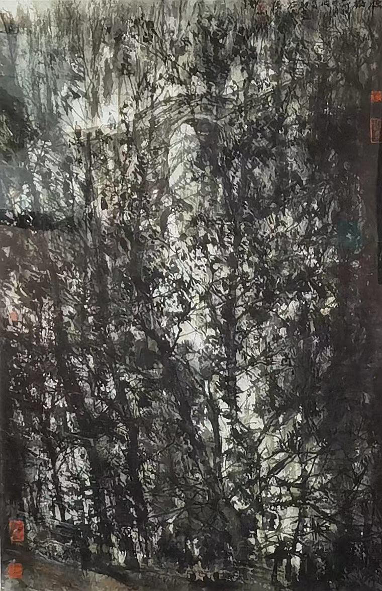 3 张彦 秋桥写生   70x?47cm  纸本设色  2006年