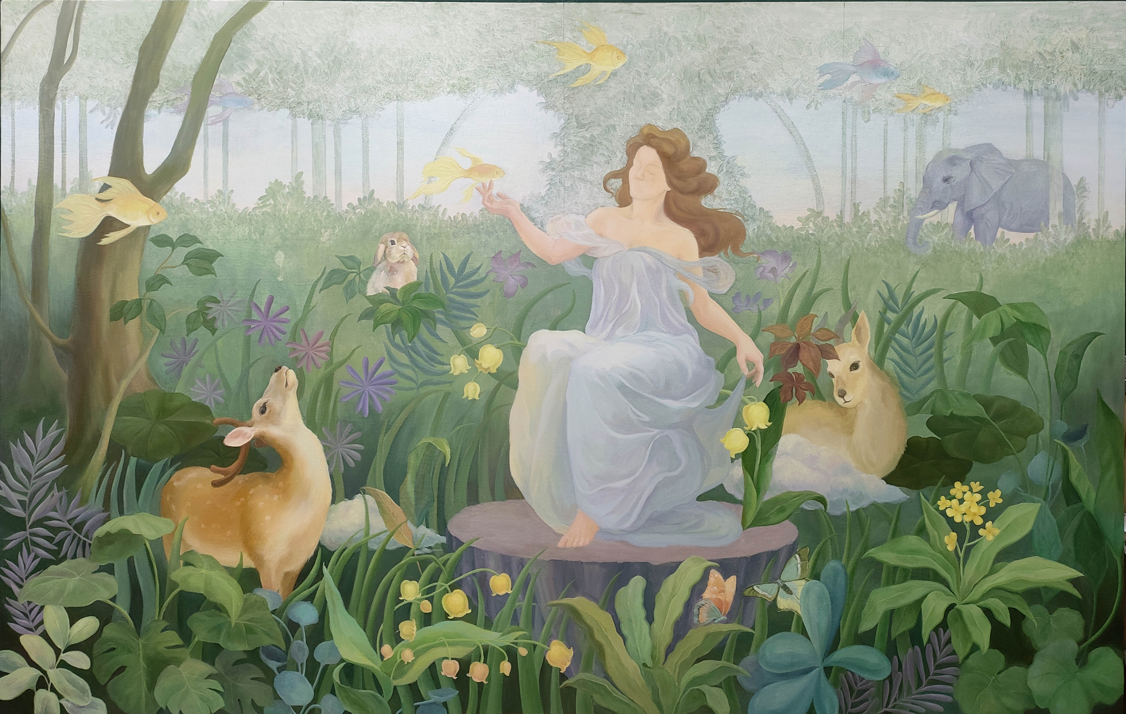 何瑶 2020级本科 油画 《生灵之韵》 220x140cm