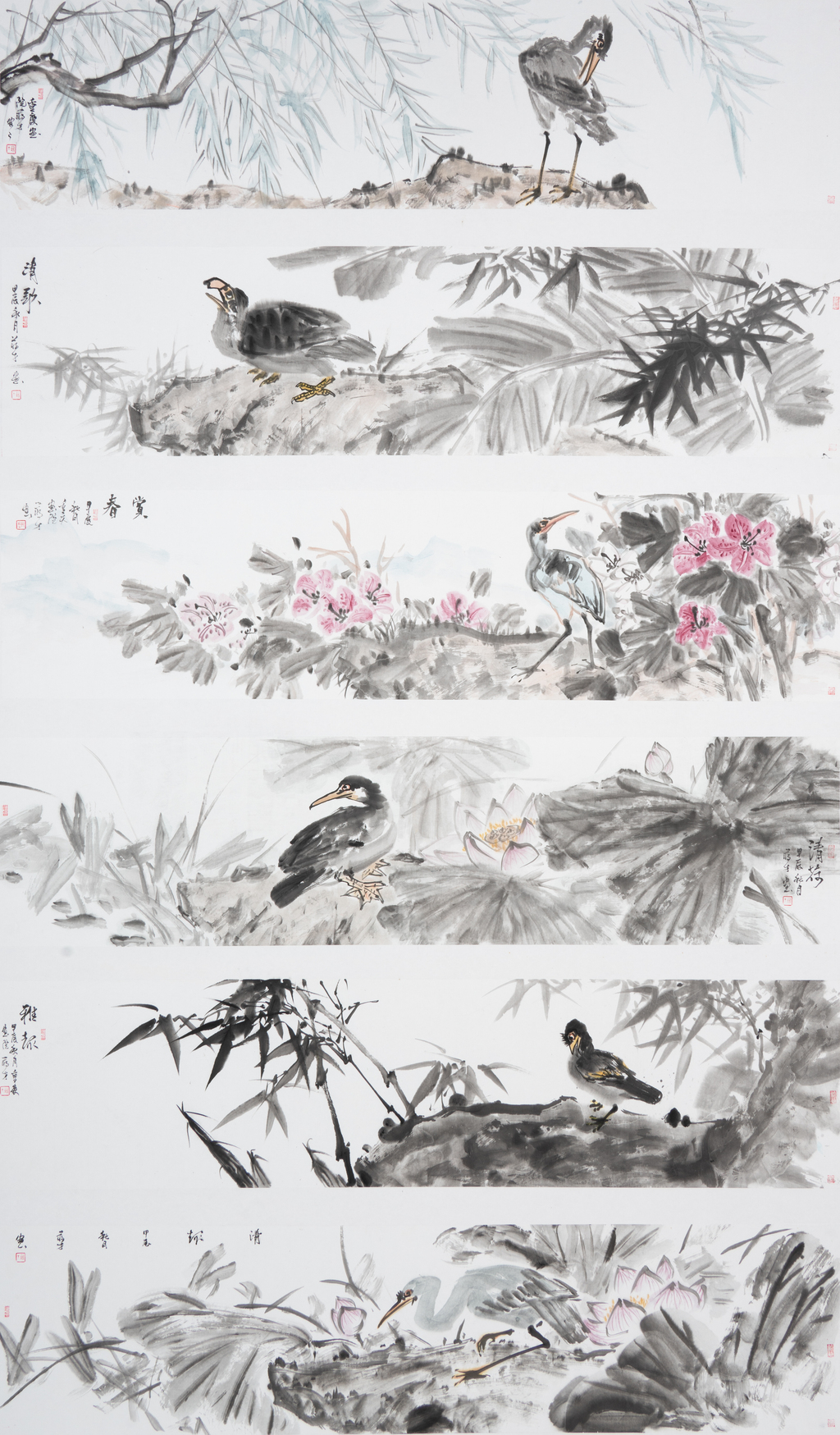 蒋才《花鸟 》中国画 136×34㎝×6 2024