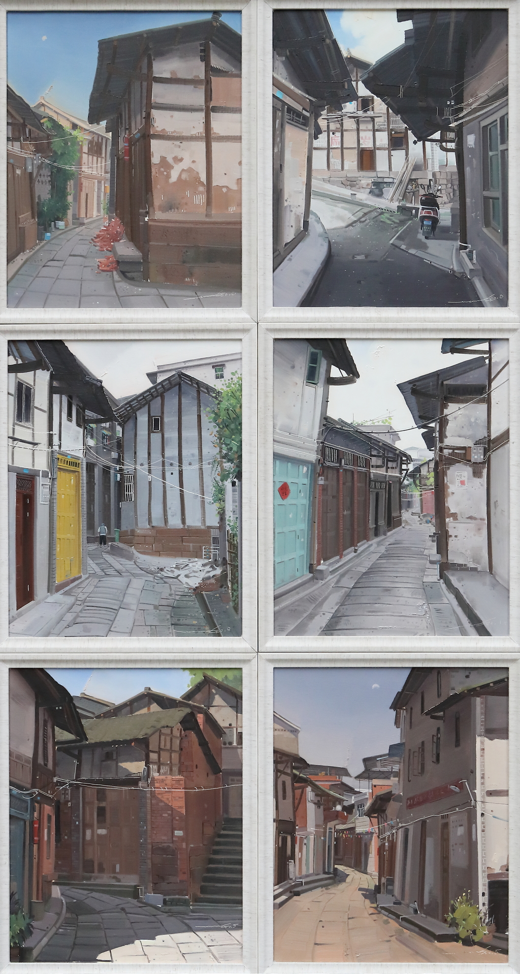西陵《老街印象》画种：油画 尺寸：40cm?×50cm?×6 创作时间：2021年5月