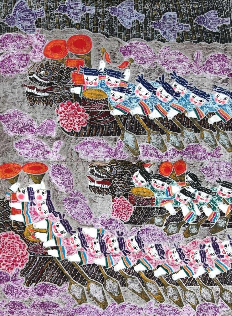 赛龙舟之二   版画  73×100cm   2009年