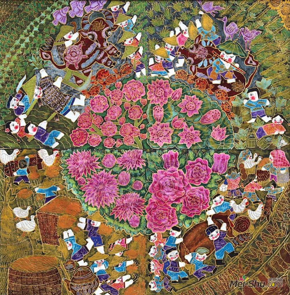花开四季  版画  100×100cm  2006年