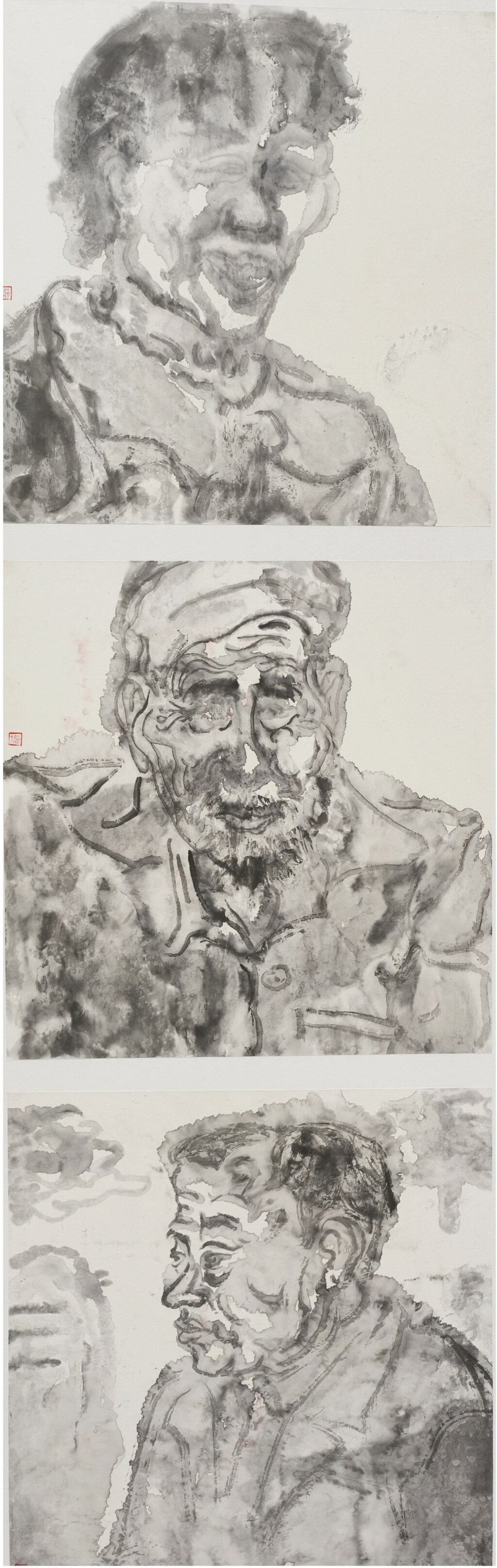 蒋才《村民》 中国画 68x68㎝x3  2024