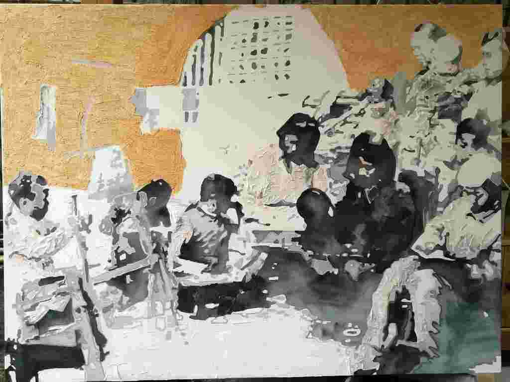 5 王岚岚《成长的摇篮——延安保育院纪事》160×120cm  综合材料 2019年