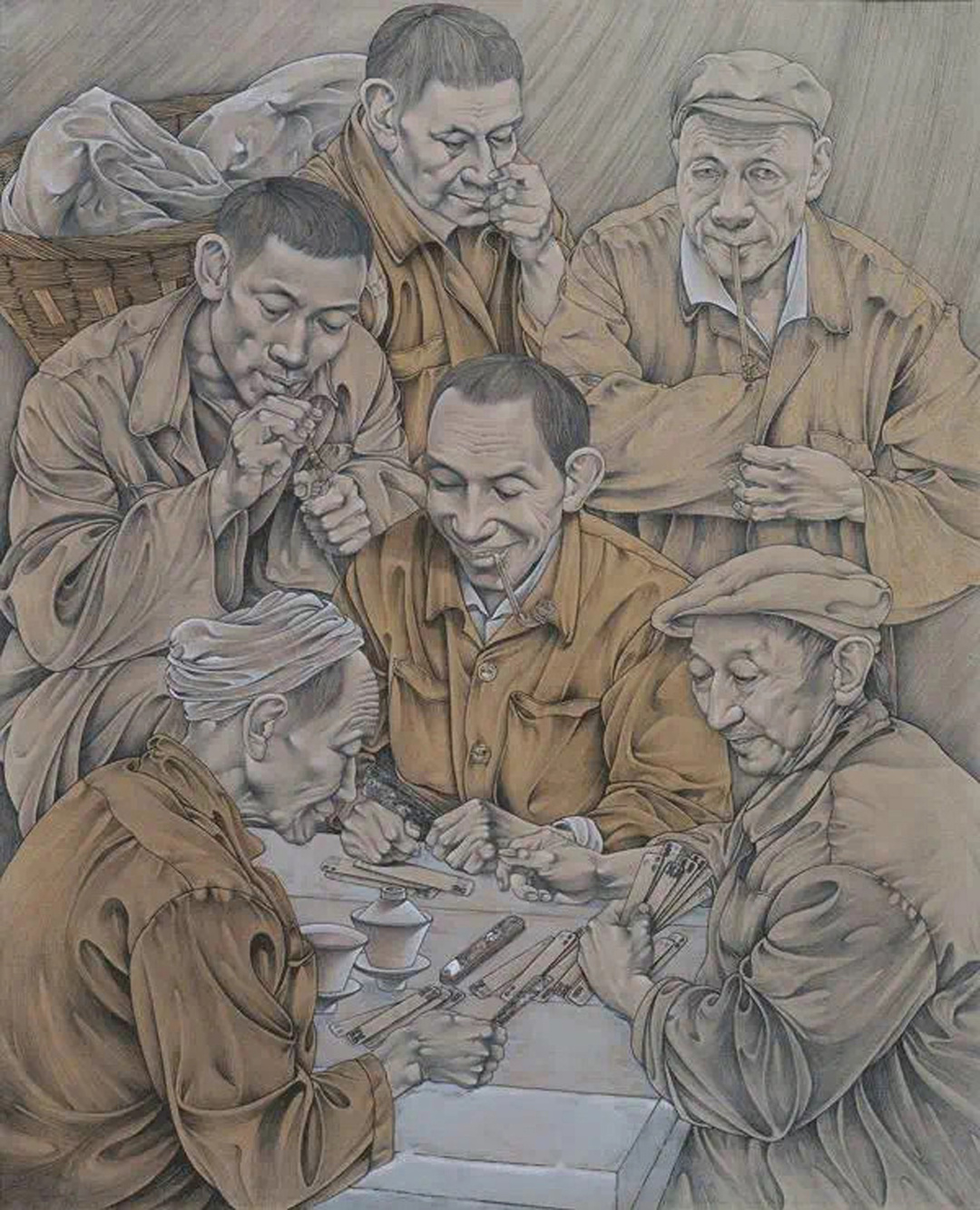 28 黄山 黄丹 《茶馆系列之二》布面综合材料 2014 130X90cm