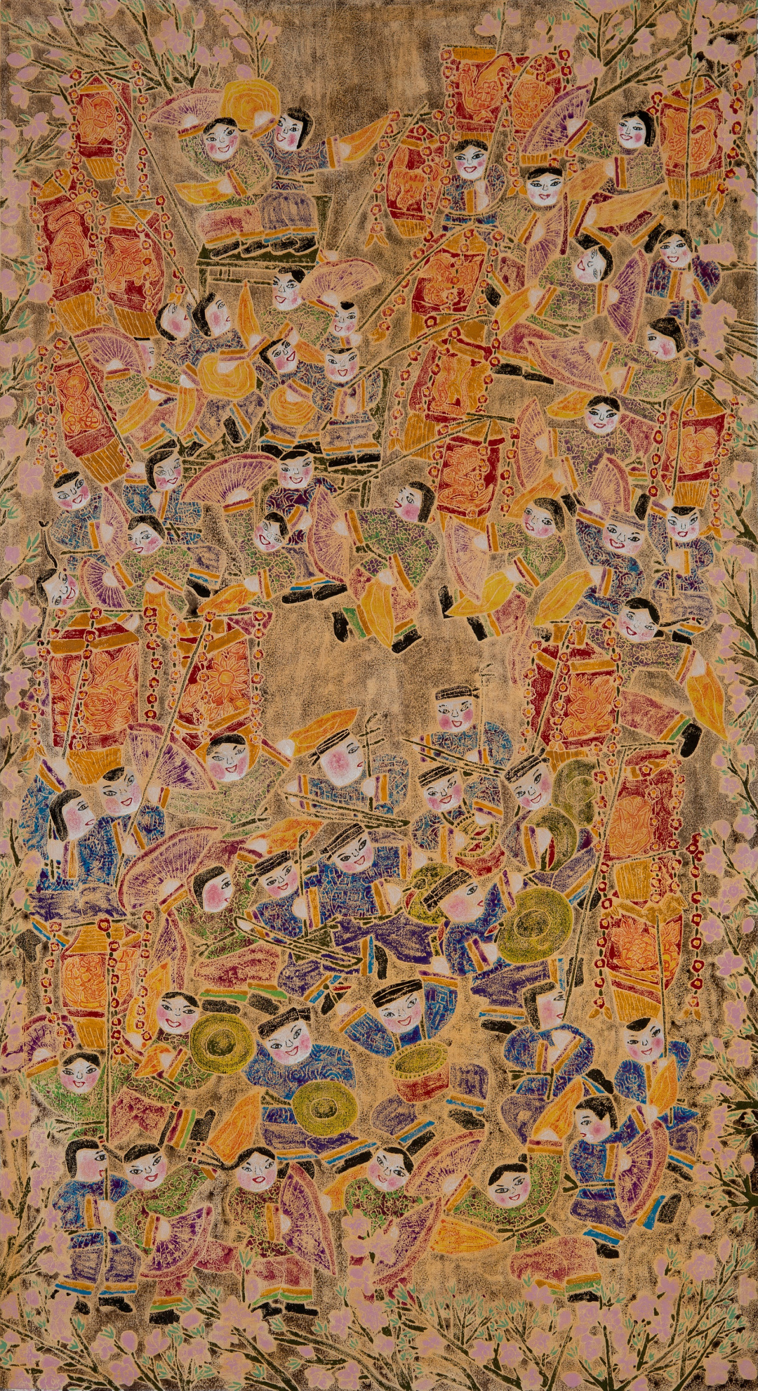 41 《欢歌笑语》 梁昌华 版画 180 ×100cm