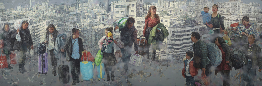 张杰  油画《城市梦》600X200cm
