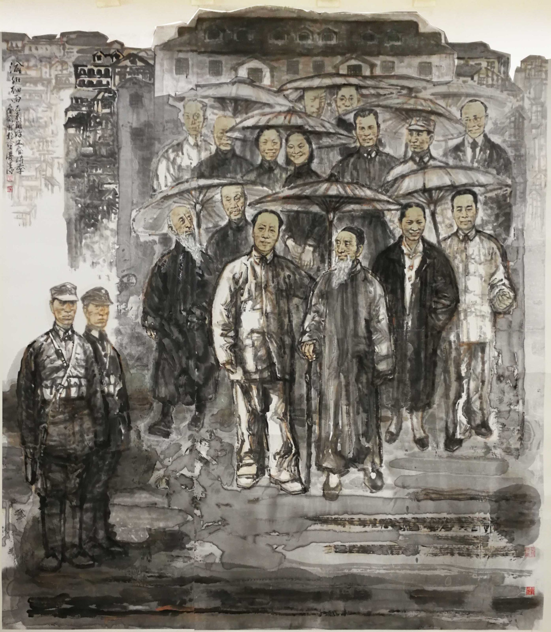 《渝州细雨》张春新 中国画   240x240cm 2016年