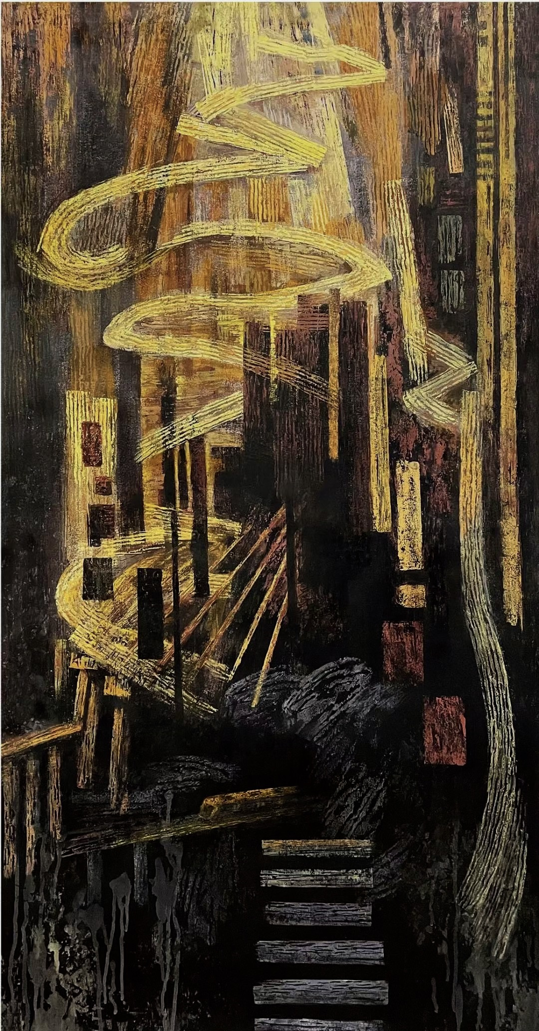 离天三尺三、版画、150X75CM、2022年