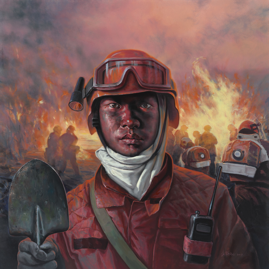 46 毛艳阳《烈火青春》190x190cm 布面油画  2019年