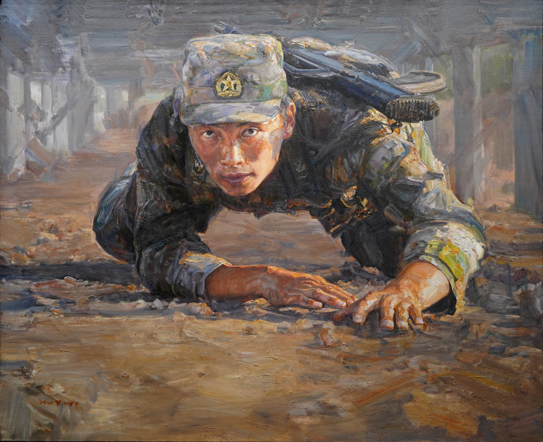 《向前！向前！》 邹积平  布面油画   190cmX158cm  2019年6月