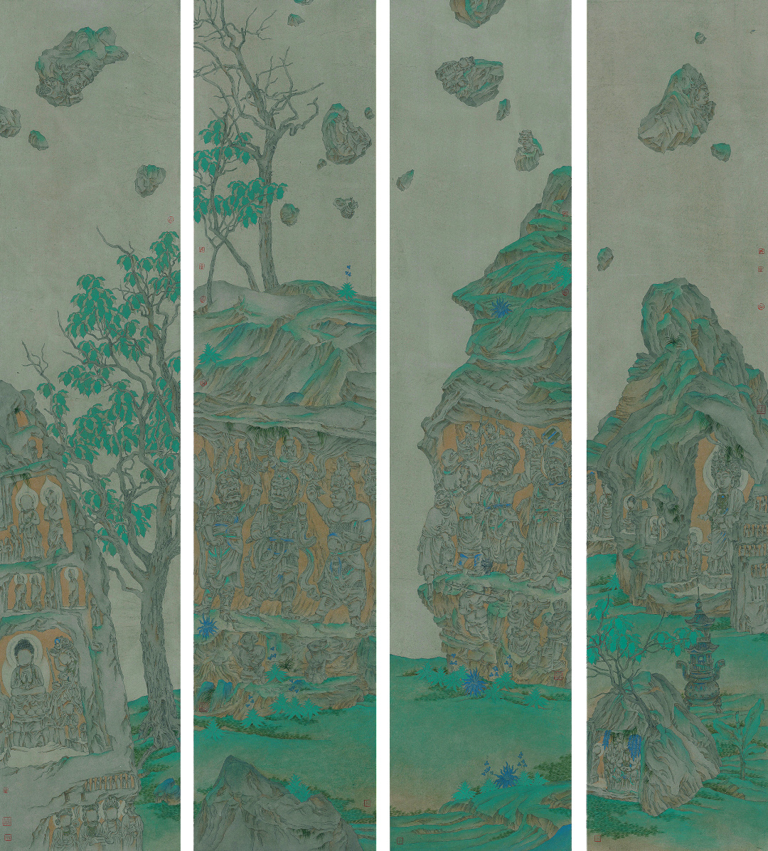27 李月林·《石头记》组画·190x42cmx4 · 纸本重彩（第十届中国工笔画大展“学术提名”，重庆市第六届美术作品展“一等奖”）