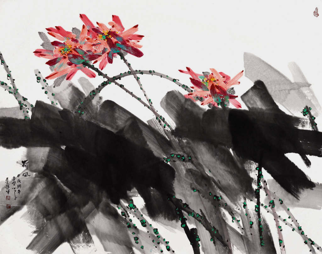 10 毛光辉 《荷风》 彩墨 180x180cm 2024年