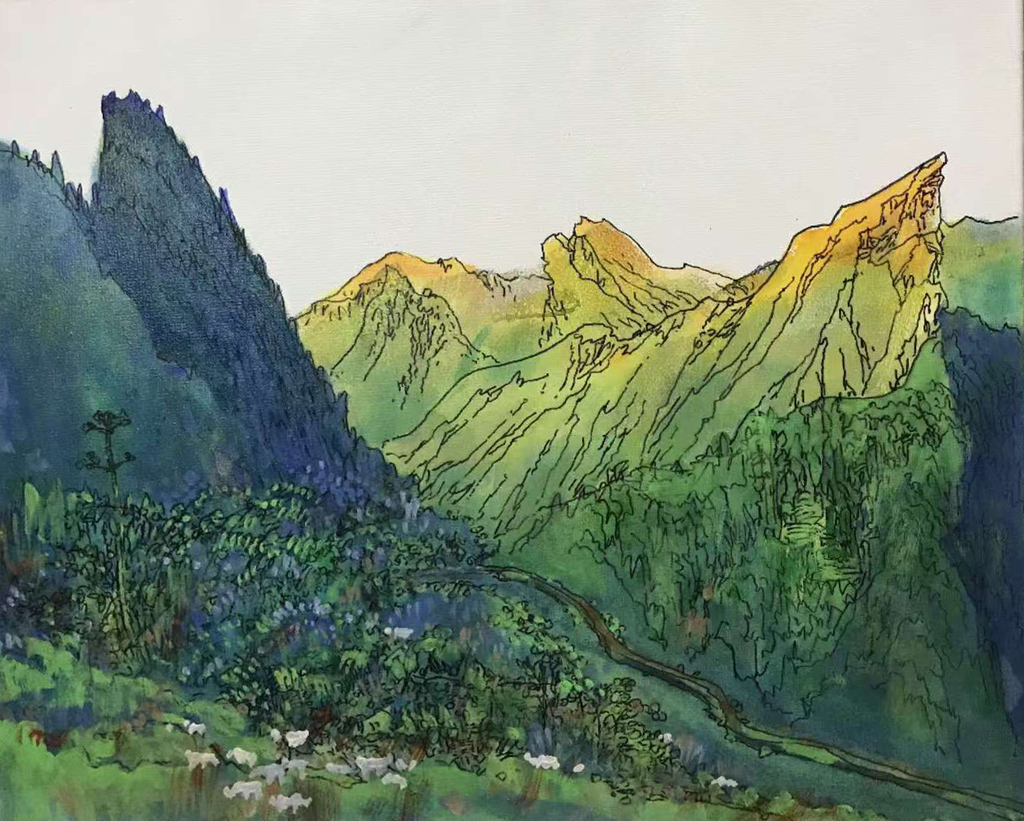 4 毛光辉 《吕洞山》 丙烯 50x60cm 2018年
