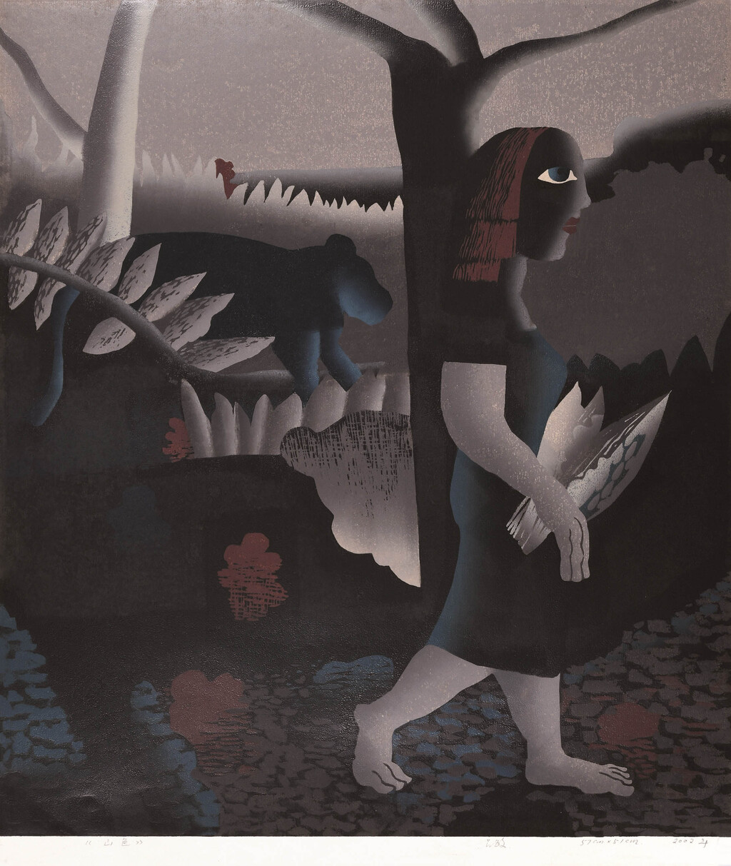 9、吕敏 《山色》 版画 57cm×51cm 2002年