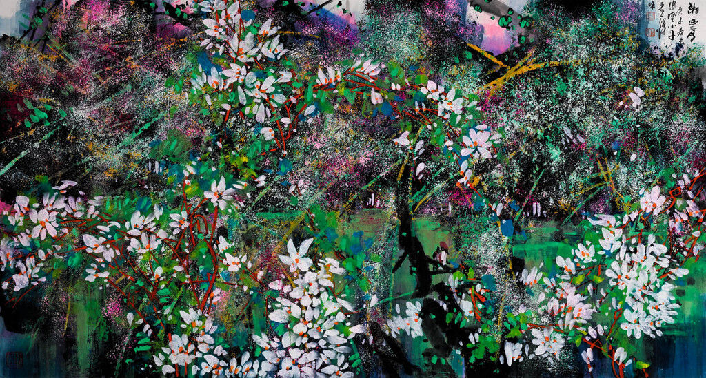8 毛光辉 《湘西三月》 彩墨 180x97cm 2020年