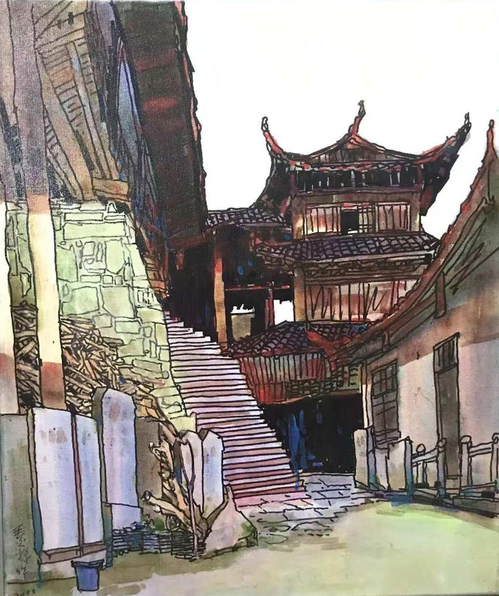 6 毛光辉 《永顺不二门》 丙烯 50x60cm 2020年