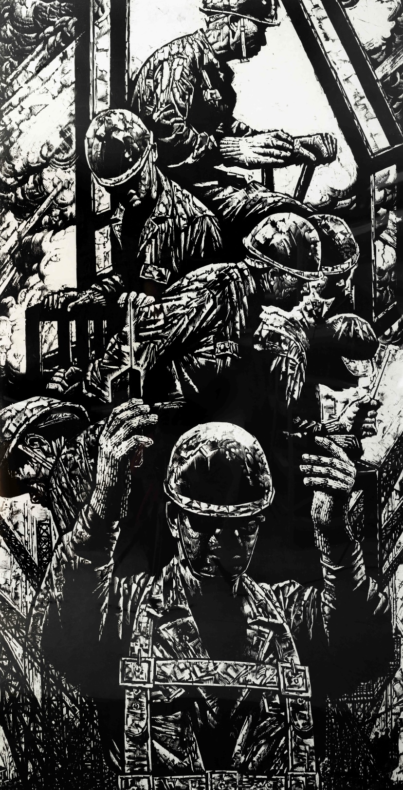 9 塔吊机组  代大权  版画  180×91cm  2011年