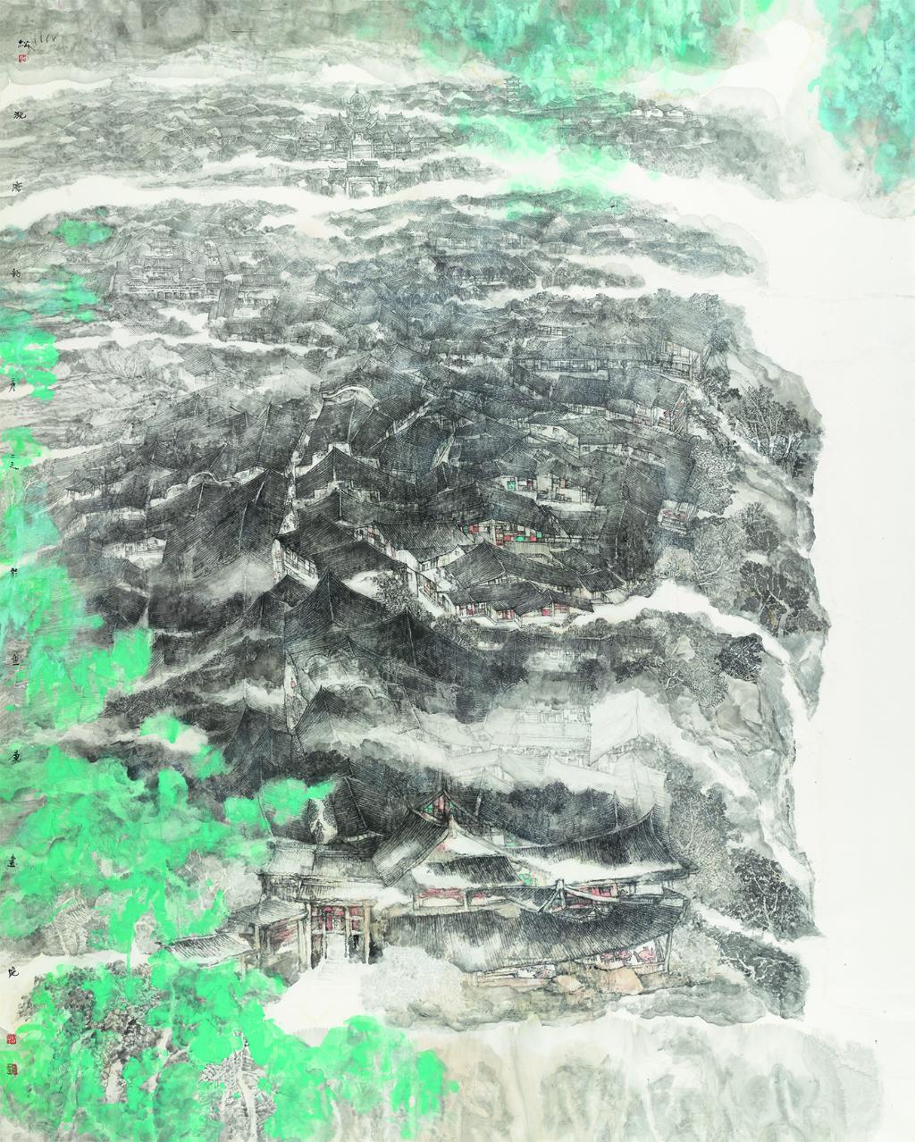 13 邓建强 刘兴正 松溉清韵 240cm×190cm 国画