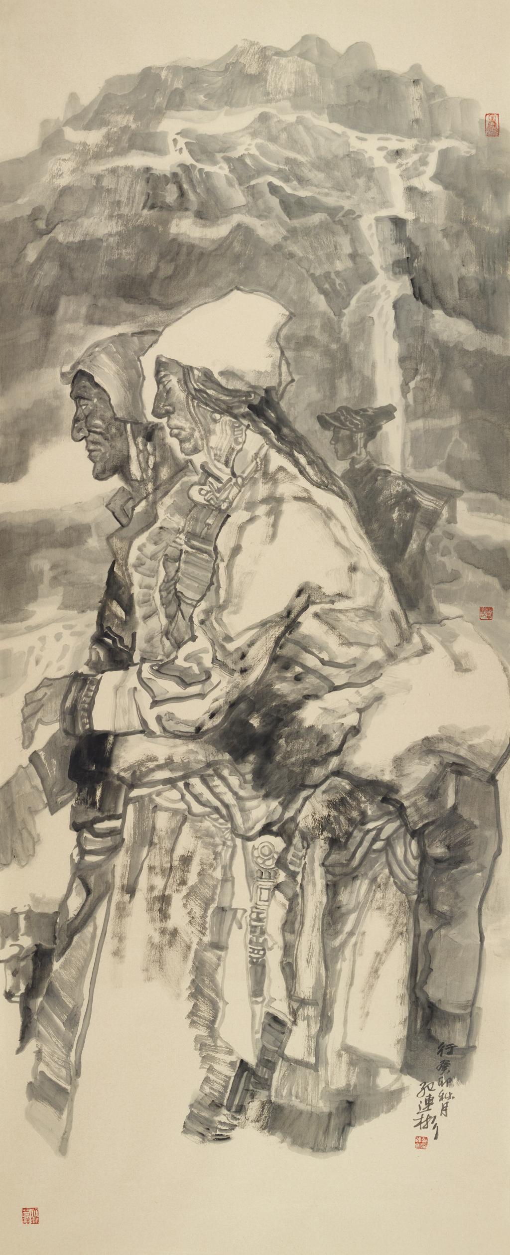 3 纪连彬 行 245X100cm 国画 2023年