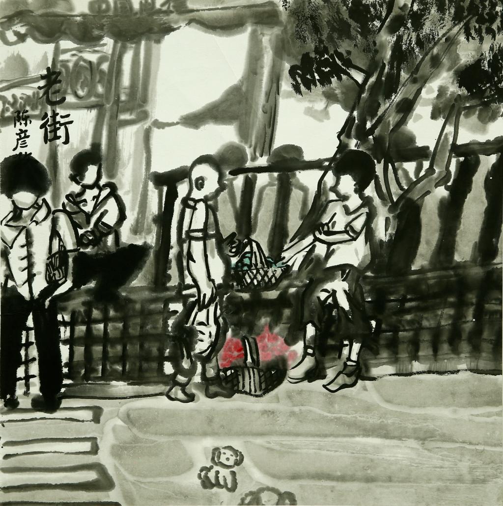 陈彦孜,《老街》,儿童画，重庆市涪陵区美术馆