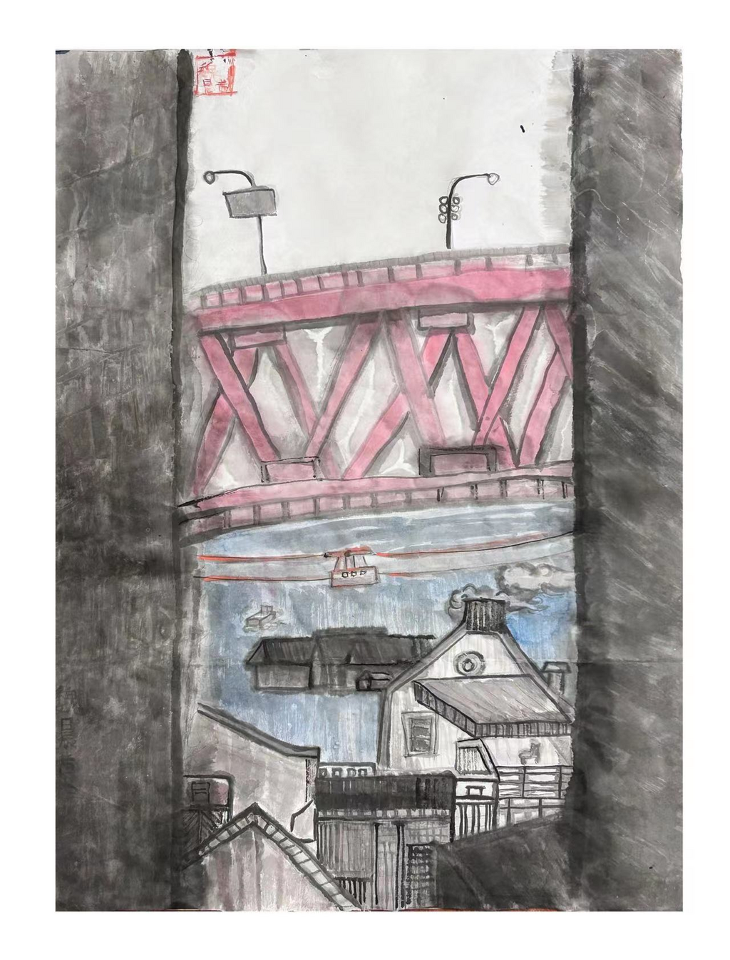 《开门见景》魏晨茜 10岁 国画  珊瑚浦辉实验小学