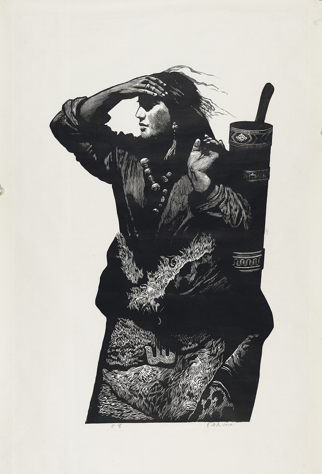 守望 黑白木刻 144cm×97cm 2014年