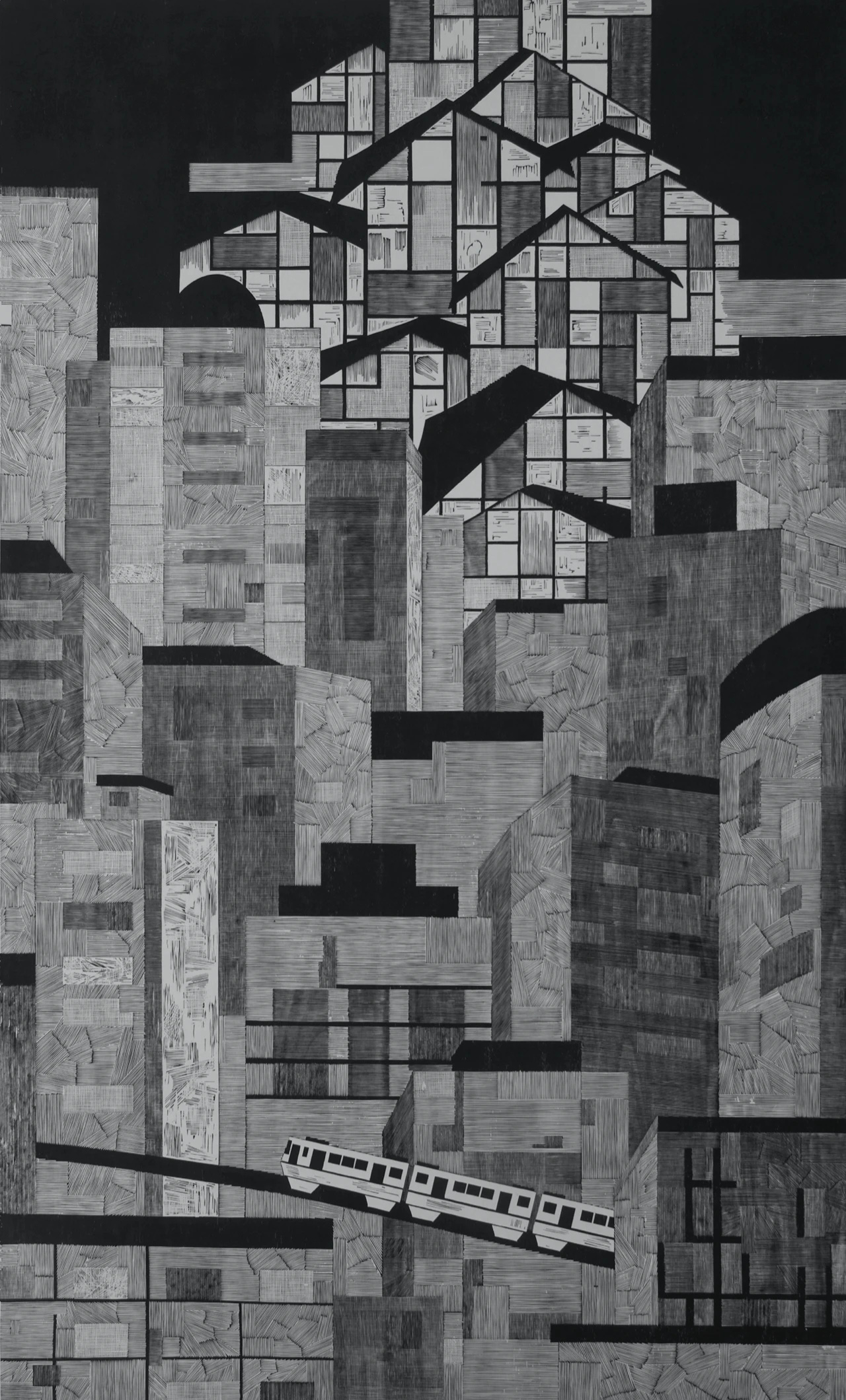 11 臧亮 城市进行时 150x90cm 版画 2009年