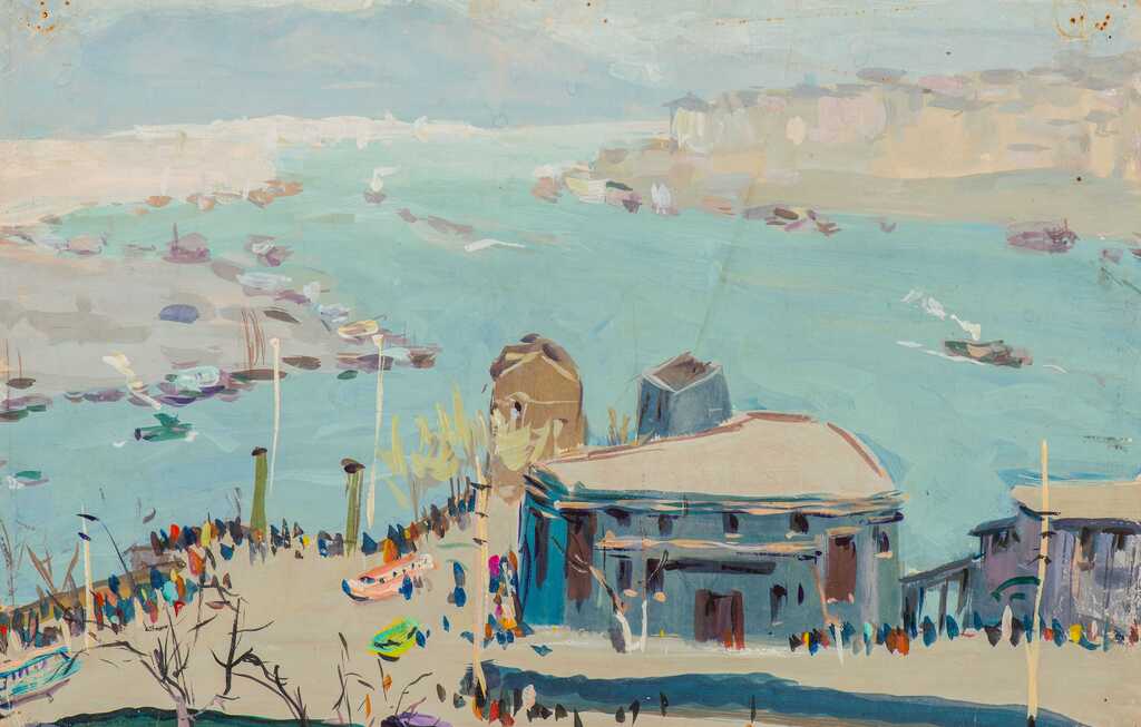 熊吉炎  老朝天门码头 37×24cm 纸本水粉 1970年