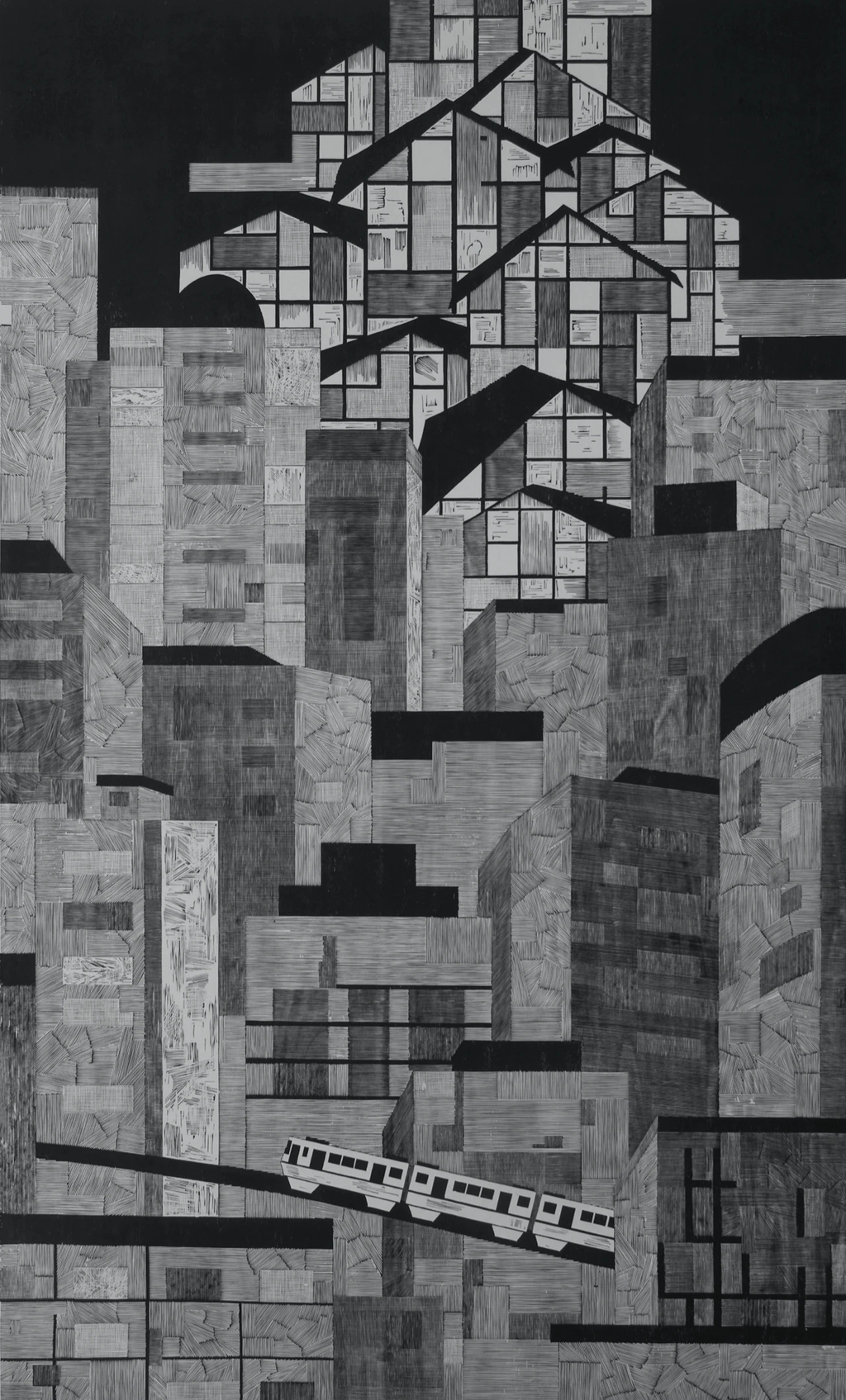 臧亮 城市进行时 150×90cm 版画 2009年