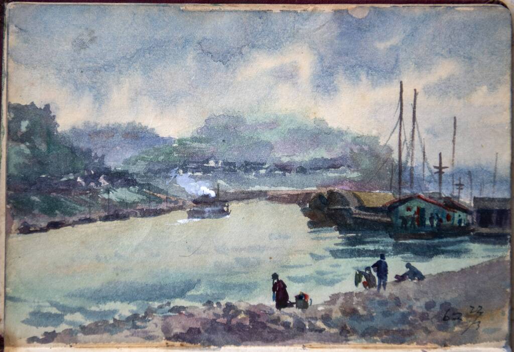 邹丹 化龙桥江滩 17×11cm 水彩 1962年3月22日