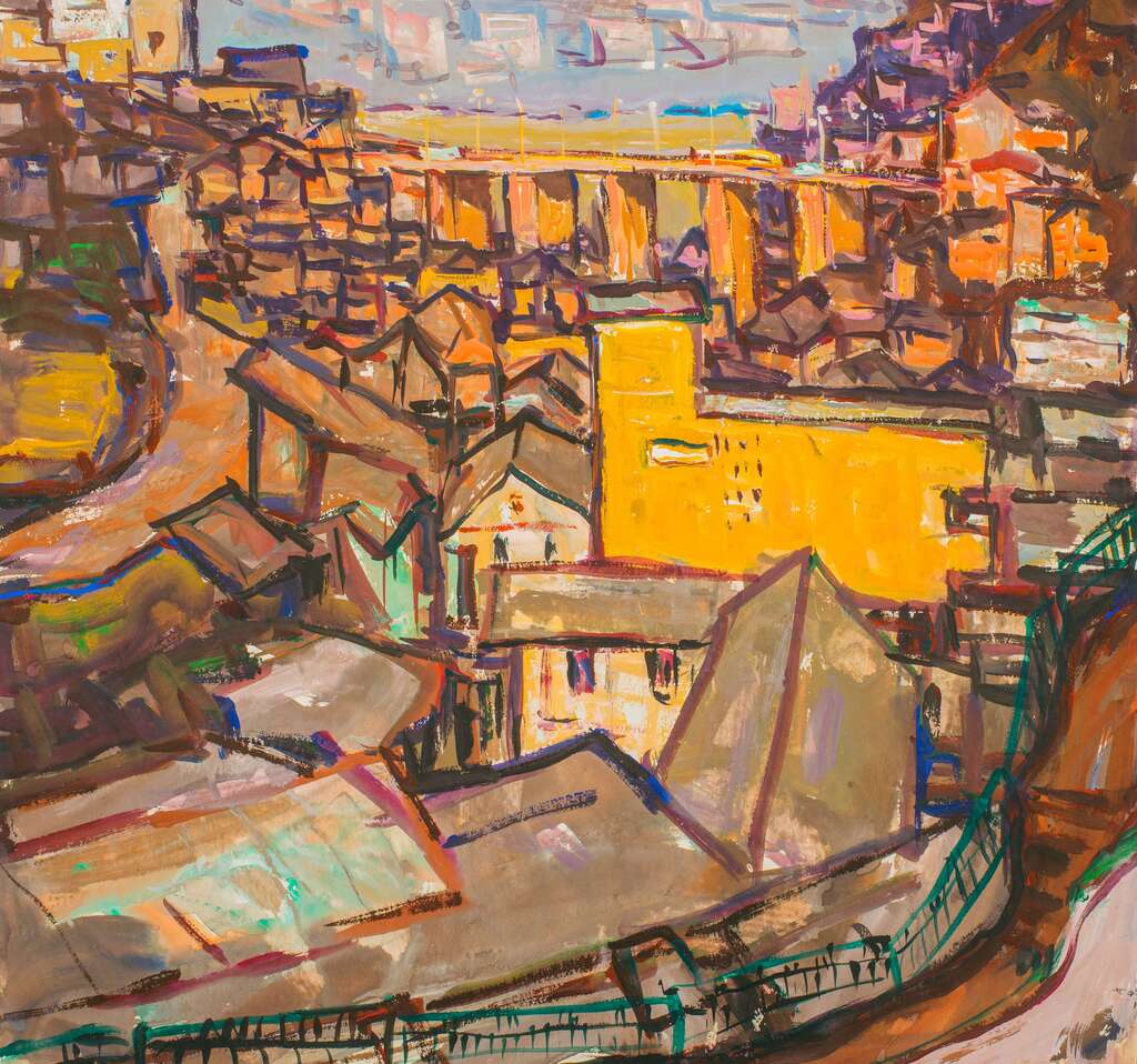 熊吉炎  一号桥 38×36cm 纸本水粉 1987年
