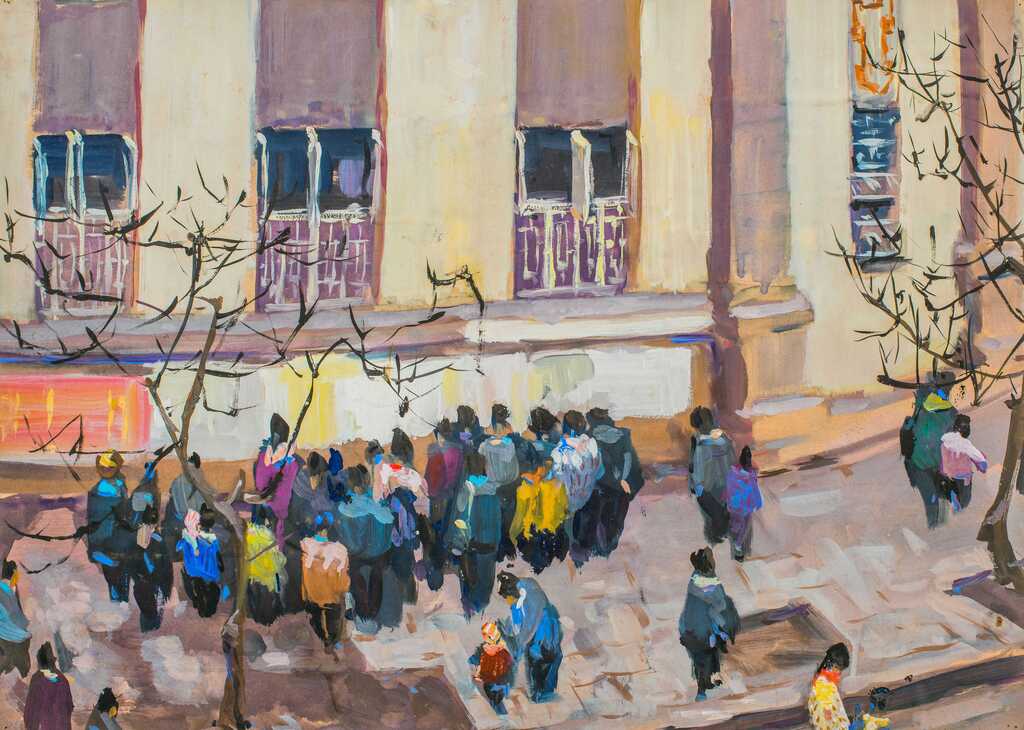 熊吉炎 夹子寺老重庆展览馆 53×38cm 纸本水粉 1971年