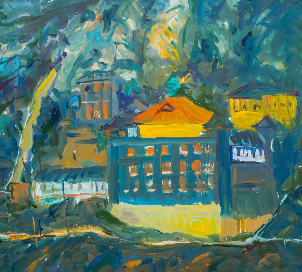 熊吉炎 慈云寺 38×34cm 纸本水粉 1988年
