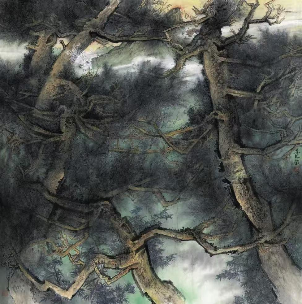 常朝晖 《春风》 220x220cm 中国画