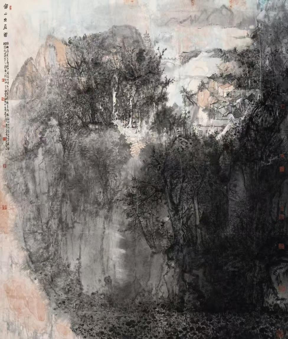 贾荣志 《富山幽居图》 210x180cm 中国画