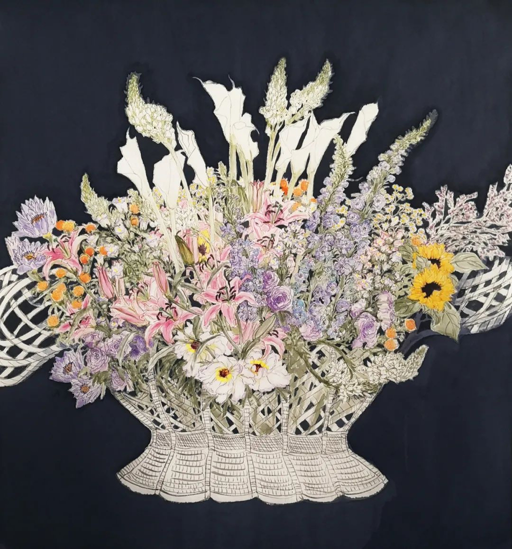 张德娜 《如意百卉》 208x174cm 中国画