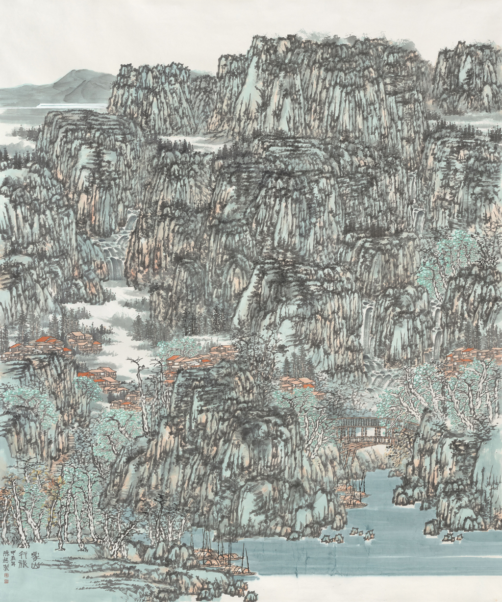 陈起 家山行旅 200×238cm 中国画 2024