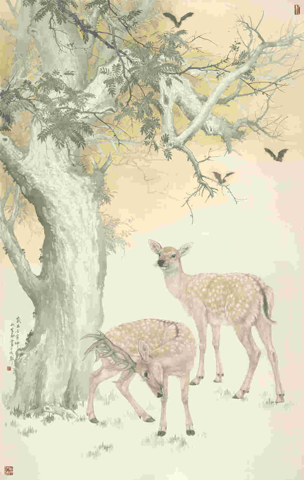 王申勇  福禄祥瑞-220X136cm绢本-2022年