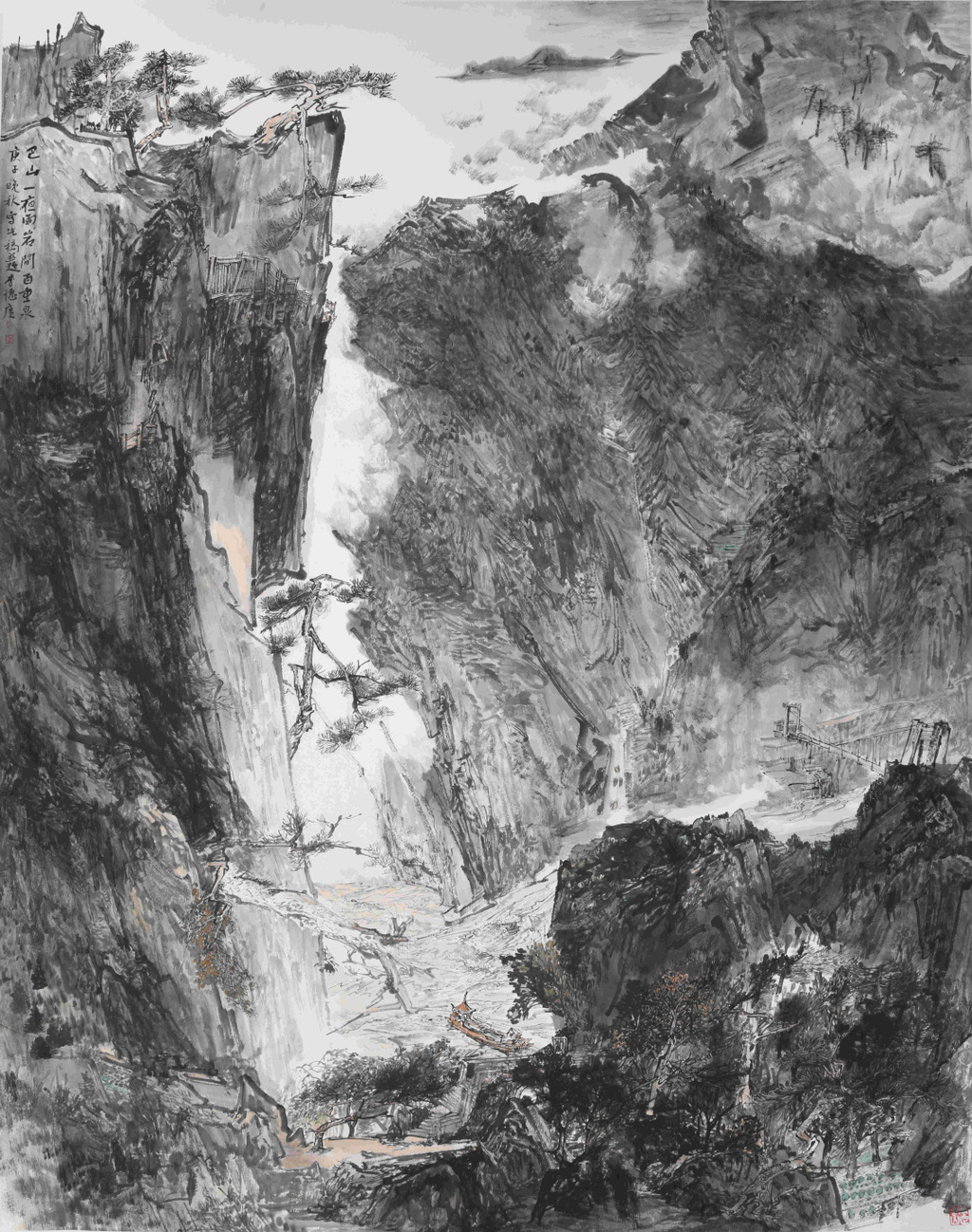 李德广 巴山一夜雨，岩间百重泉 160cm×200cm  2020年