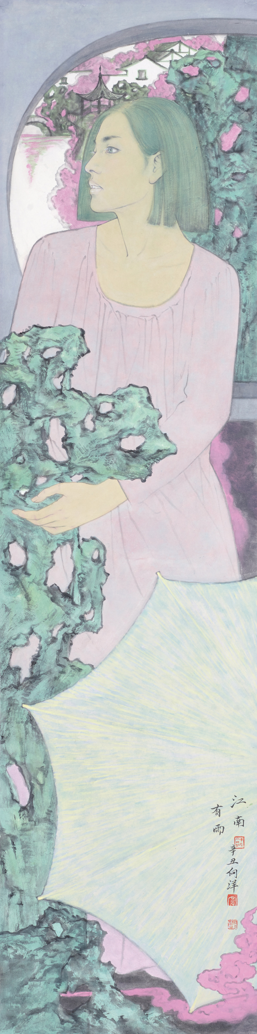 4 向洋 江南有雨 138×34cm 中国画 2021
