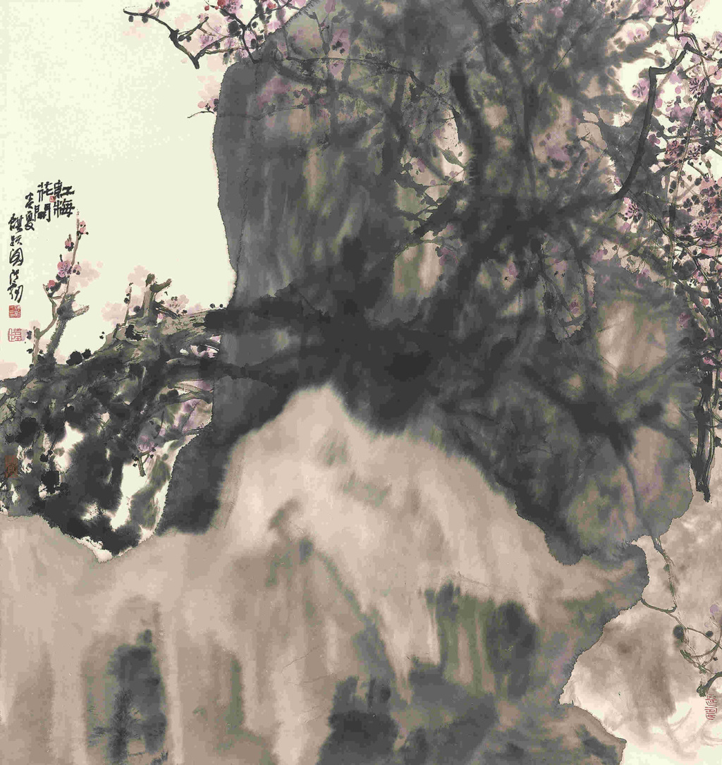 张剑 红梅花开 124cm×125cm  2021年