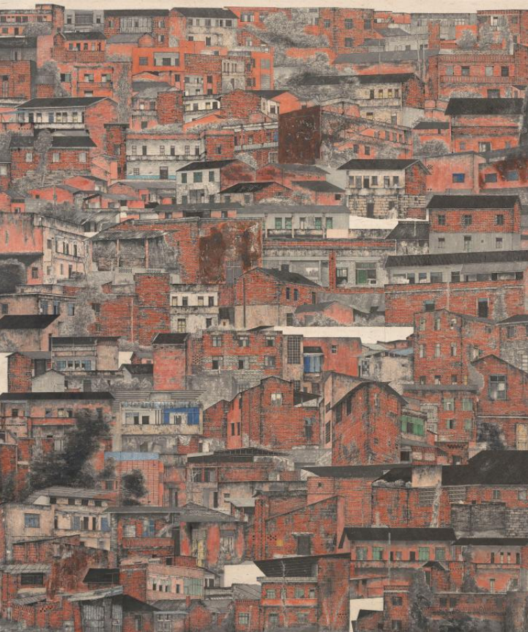 《红房子》  廖代扬  240x200cm 中国画 2021年