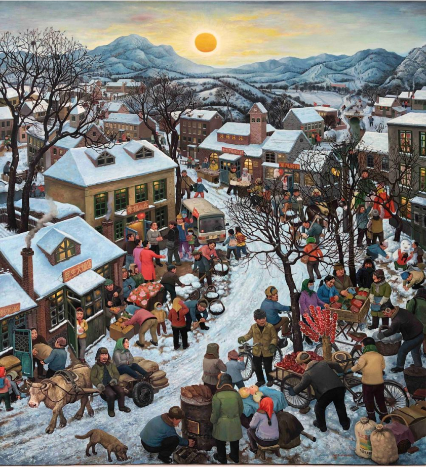 《野草滩，冰雪之旅》（又名《农民》） 陈树中  油画 228x213cm  2016年