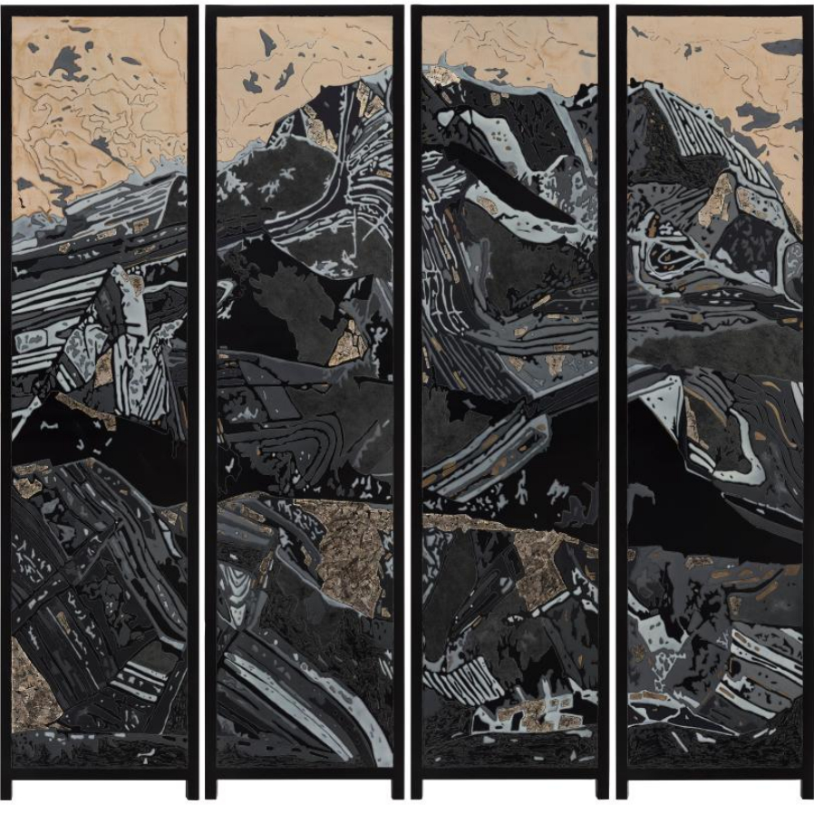 《中国三峡——大漆屏风Ⅰ》  陈思宇  漆画 200x200cm  2022年